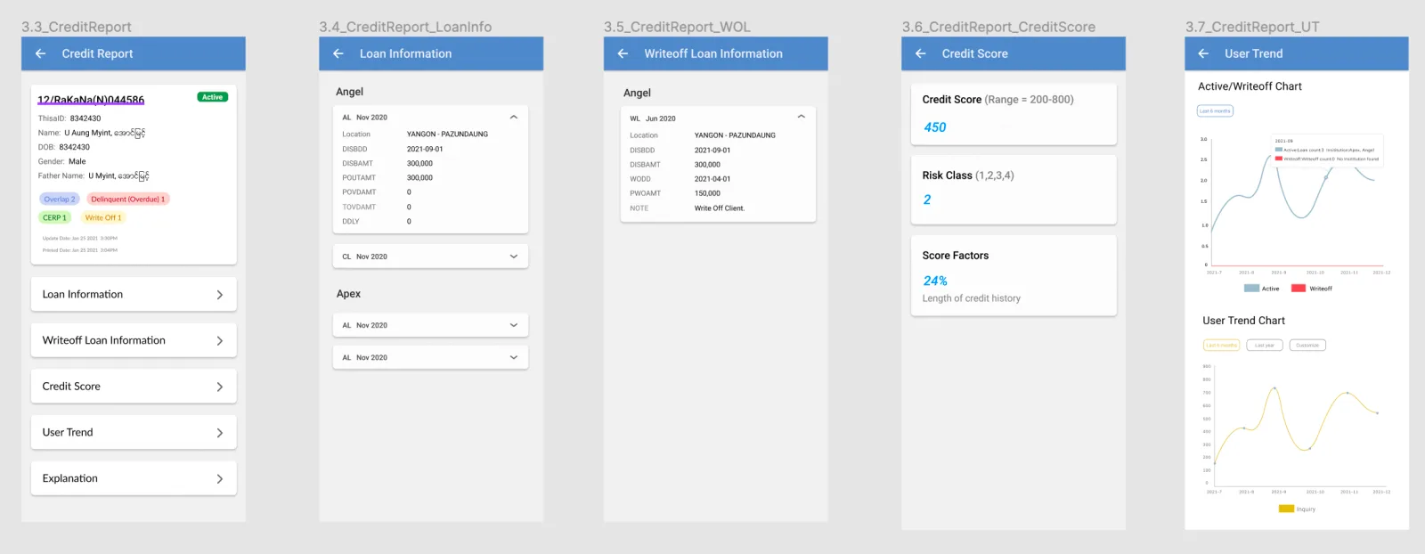 MCIX mobile app screens