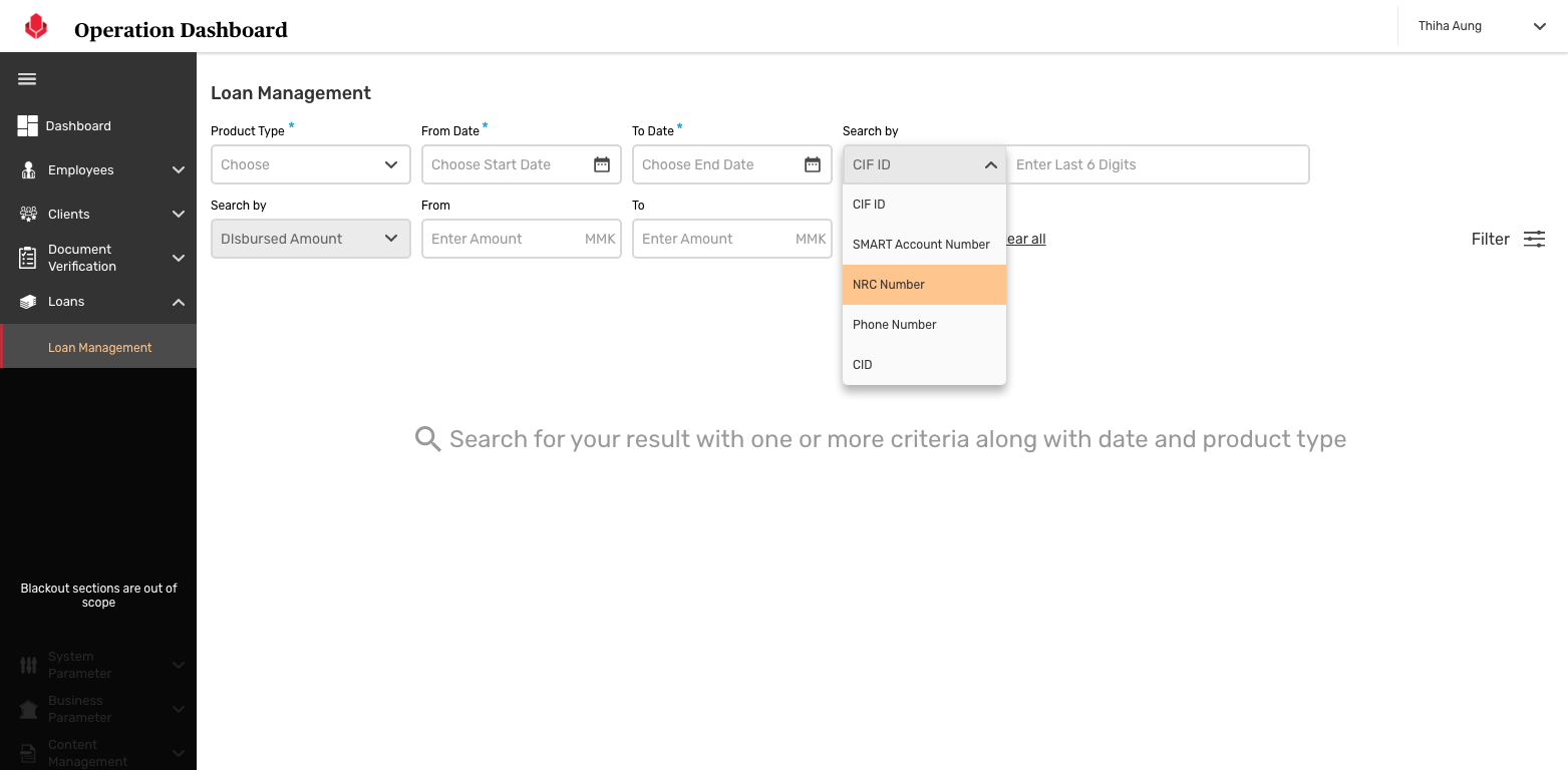 SCB operational dashboard