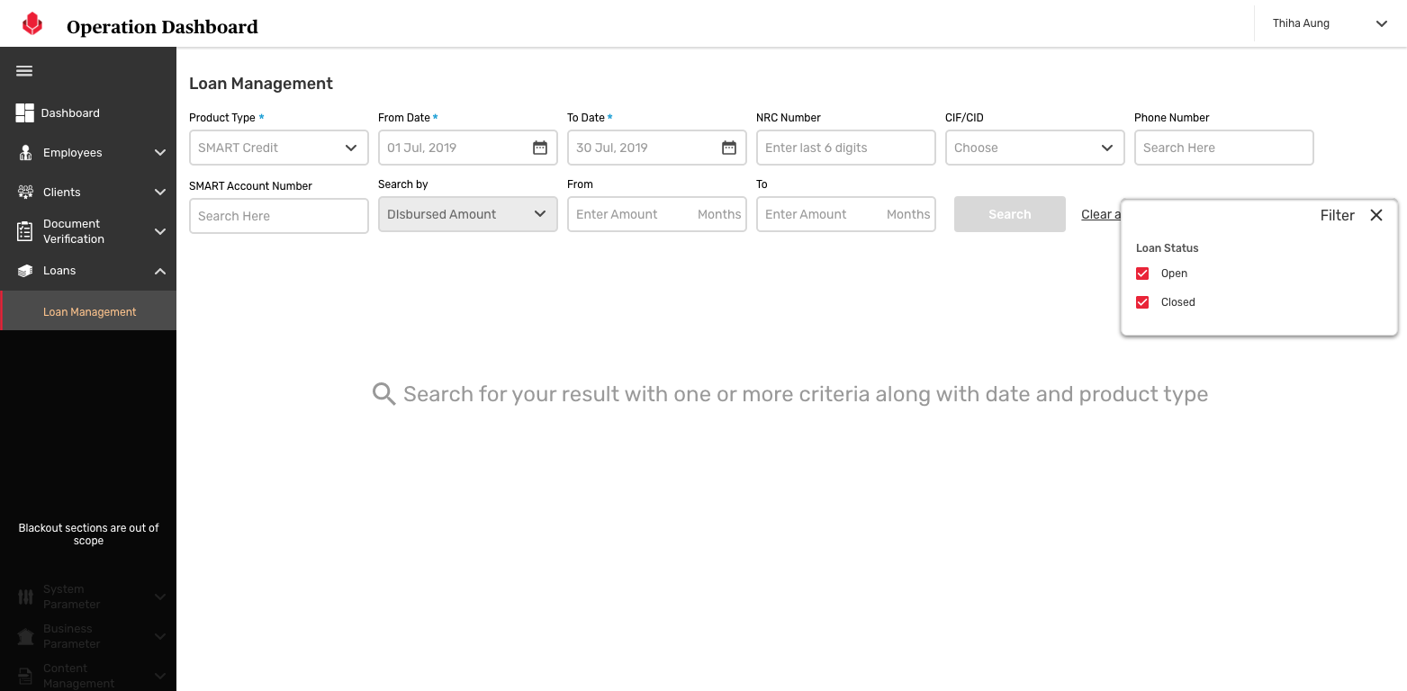 SCB dashboard — detail view